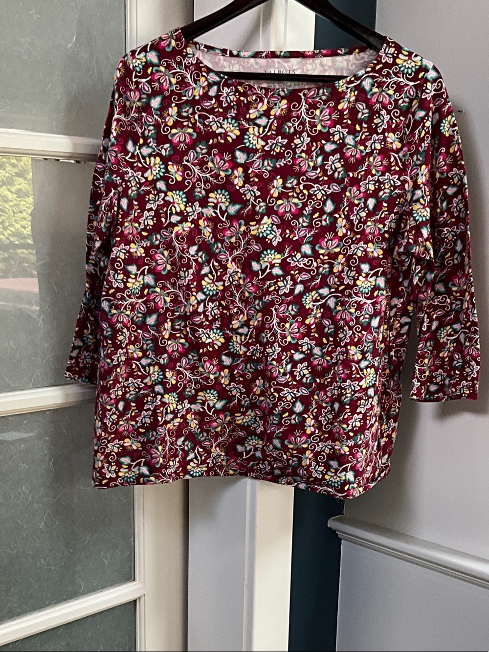 Talbots Burgundy Floral Long-Sleeve Top